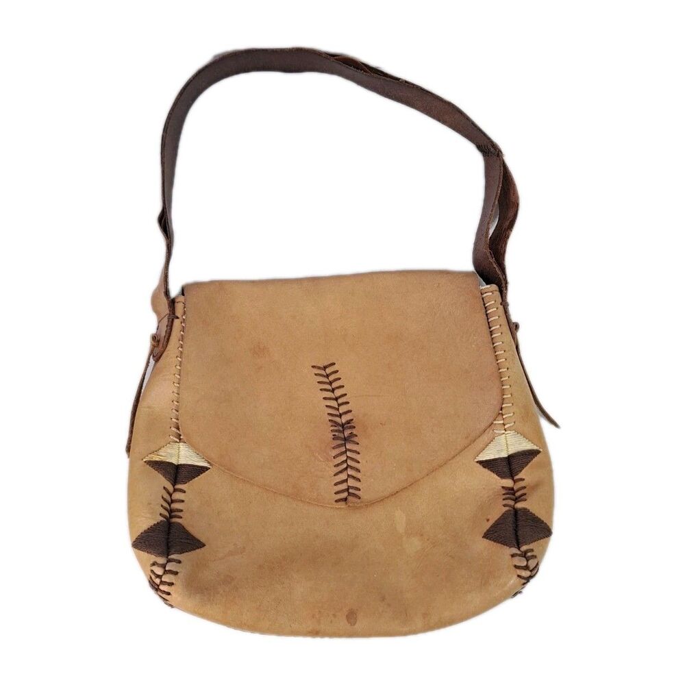 LUCKY BRAND Laguna Canyon Brown Leather Handbag Purse Southwest Cowhide 9x9x3